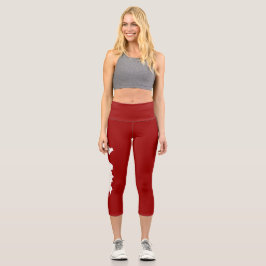 Fischinsel Yoga Capri Leggings - weiß/rot