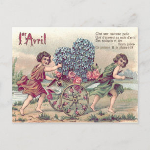 Fischkarren Vergissmeinnicht-Rosen Postkarte