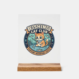 Fischkatze Süße Katze T-Shirt Design - Fischkatze Acrylschild