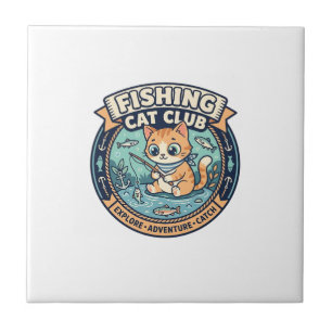 Fischkatze Süße Katze T-Shirt Design - Fischkatze Fliese