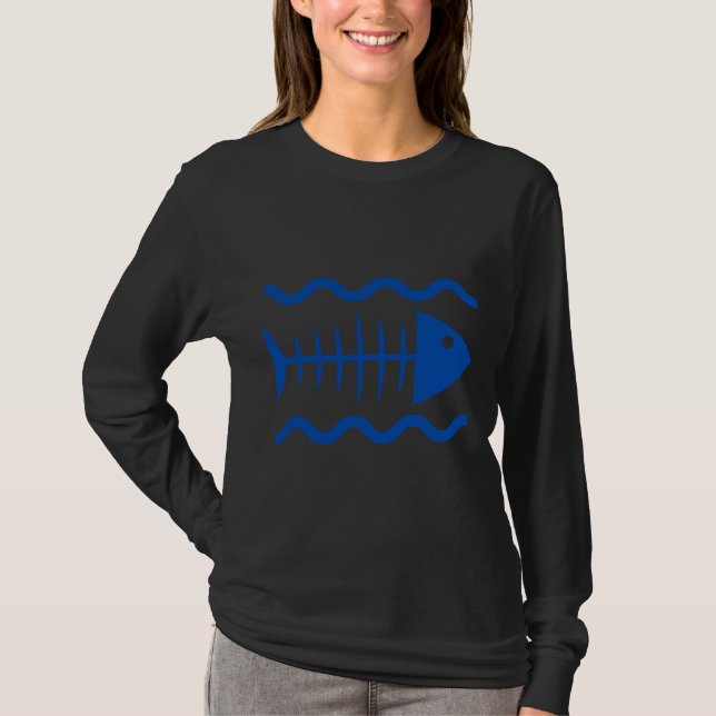 Fischknochen Nahtloses Muster T-Shirt (Vorderseite)