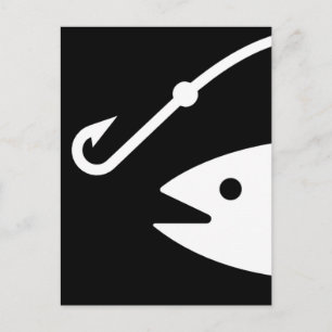 Fischköpfe und Haken - Schwarz und Weiß Postkarte