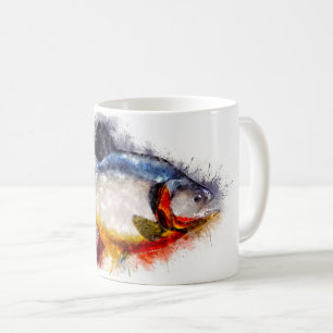 Fischkunst vom Roten Belogen Piranha Aquarell Kaffeetasse