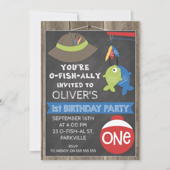 Fischliebhaber Einladung 1. Geburtstag Party Einla (Vorderseite)
