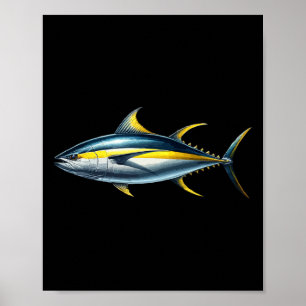 Fischliebhaber Fisch Grafikdesign Gelbflossen-Thun Poster