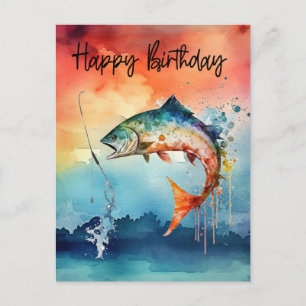 Fischliebhaber Geburtstag angeln  Postkarte