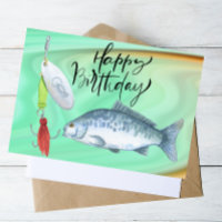 Fischliebhaber Geburtstag mit Fischhaken Aquarell