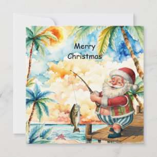 Fischliebhaber Santa fischt Weihnachten im Juli