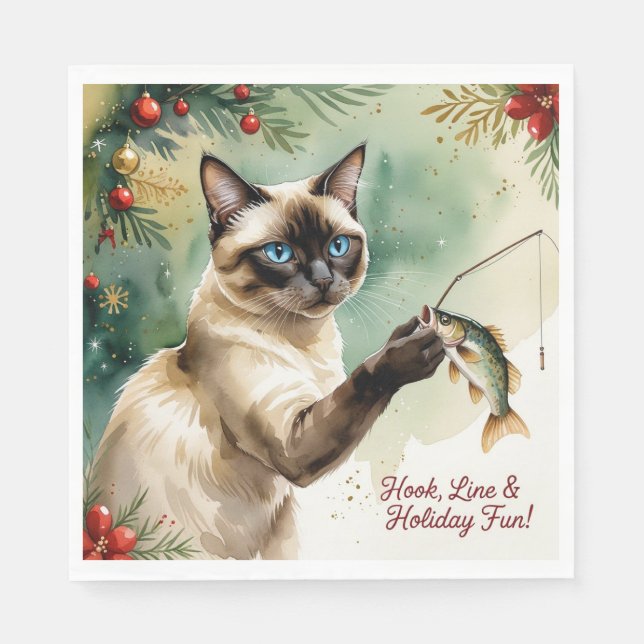 Fischliebhaber Weihnachten für Katzen-Liebhaber Serviette (Vorderseite)