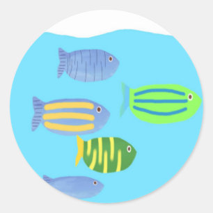 Fischmalerei Runder Aufkleber