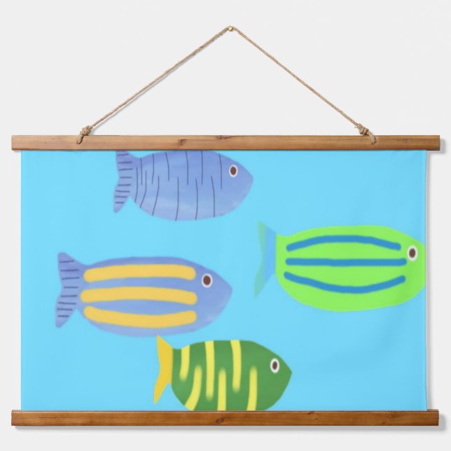 Fischmalerei Wandteppich Mit Holzrahmen (Vorne)