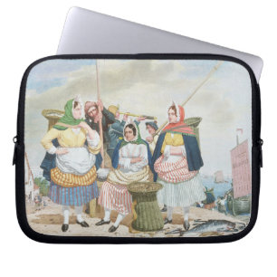 Fischmarkt durch das Meer, c.1860 (Öl auf Laptopschutzhülle