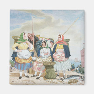 Fischmarkt durch das Meer, c.1860 (Öl auf Magnet