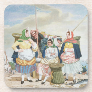 Fischmarkt durch das Meer, c.1860 (Öl auf Untersetzer