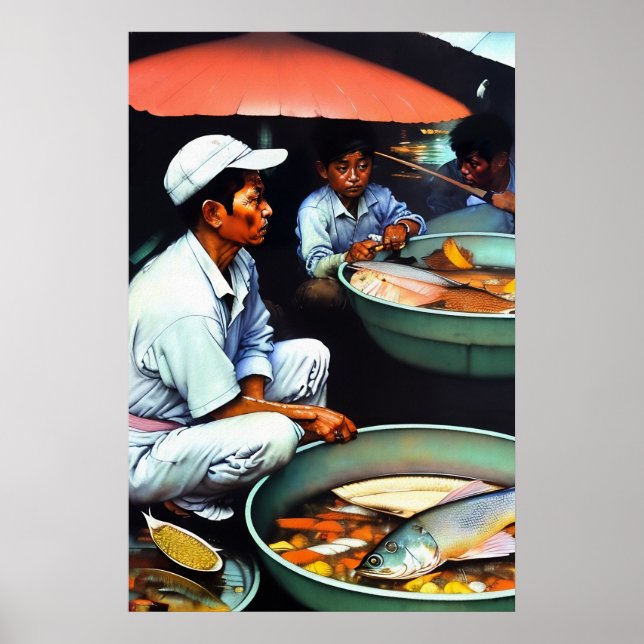 Fischmarkt - Leinwand Art Print Poster (Vorne)