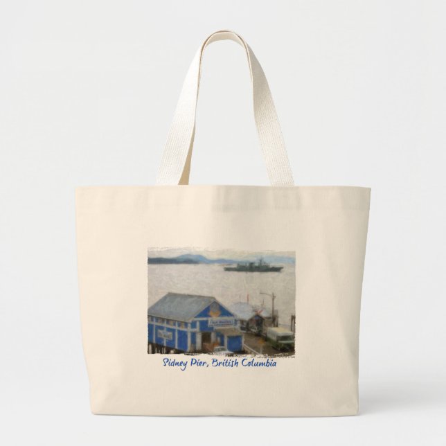 Fischmarkt, Sidney, BC Strand-Tasche Jumbo Stoffbeutel (Vorne)