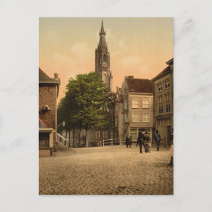 Fischmarkt und Neue Kirche, Delft, Niederlande Postkarte