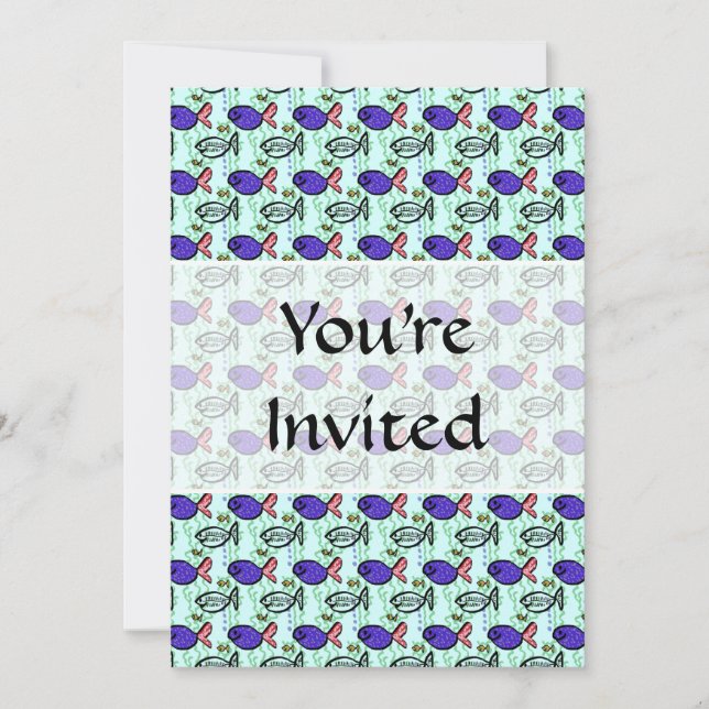 Fischmuster Blauer Fischgeistfisch. Einladung (Vorderseite)