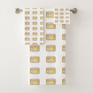 Fischmuster in Dosen mit Lachs Badhandtuch Set