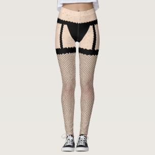Fischnet-Strumpf und Suspender Schwarze Leggings