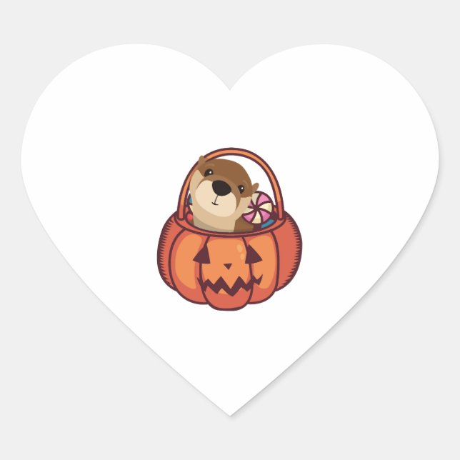 Fischotter Halloween Herz-Aufkleber (Vorderseite)