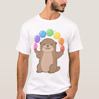 Fischotter jongliert bunte Blasen Kunst T-Shirt