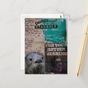 Fischotter mit Vintage-Werbung Collage Postkarte