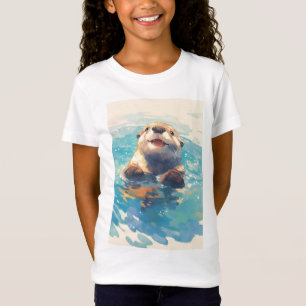 Fischotter plantscht durch Sonnenschein T-Shirt