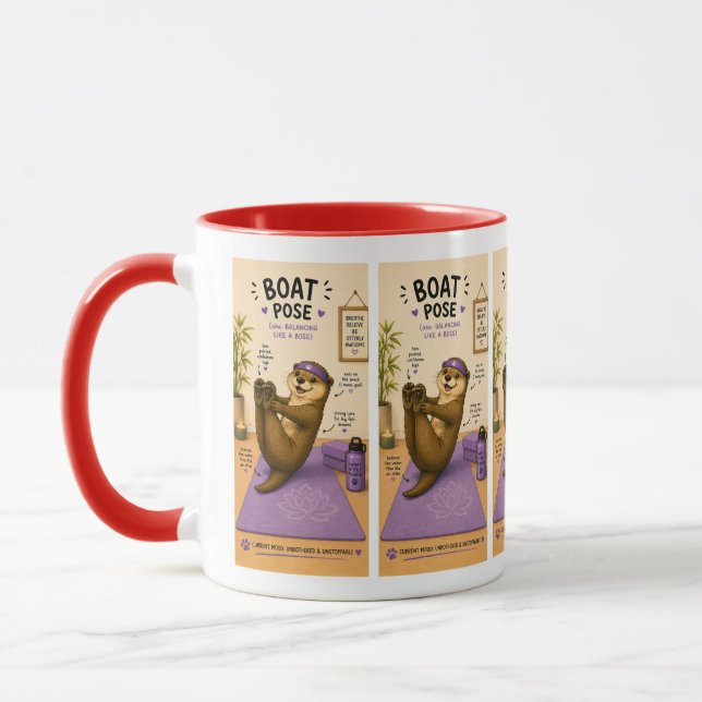 Fischotterentspannung im Bootpose, Dunkles Lila  Tasse (Links)