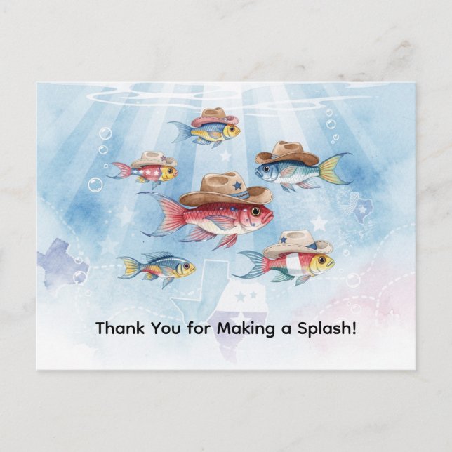 Fischparty Texas danke Postkarte (Vorderseite)