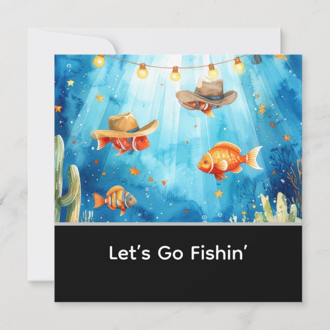Fischparty Texas Thema Einladung (Vorderseite)