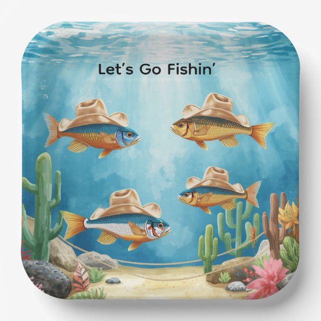 Fischparty Texas Thema Pappteller (Vorderseite)
