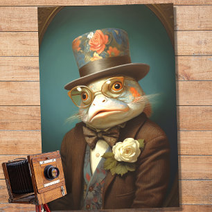 Fischportrait in Anzug und Hat 4 Decoupage Paper Seidenpapier