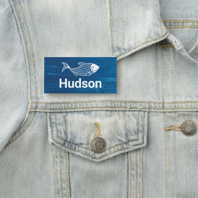 Fischrestaurant & Chips | Nautische Küste | Person Namensschild (Beispiel)