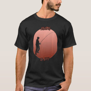 Fischschatten in einem roten Kreis T-Shirt