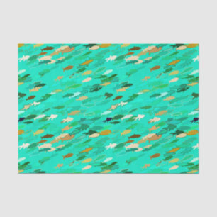 Fischschule, Aqua, Green und Gold Seidenpapier