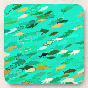 Fischschule, Aqua, Green und Gold Untersetzer