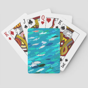 Fischschule, Türkis, Blau und Aqua Spielkarten