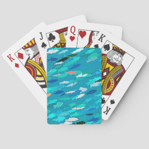 Fischschule, Türkis, Blau und Aqua Spielkarten