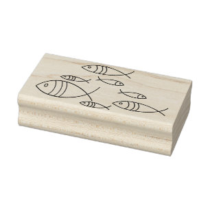Fischschwimmen Linie Kunstmalerei Zeichnend Gummistempel
