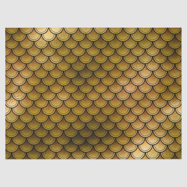 Fischskala auf Orange/Gelbes Decoupage Seidenpapier (Vorderseite)