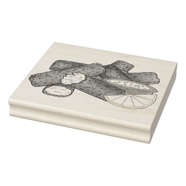 Fischstäbchen Fischstäbchen Fischfänger Tartar Sau Gummistempel (Stempel)