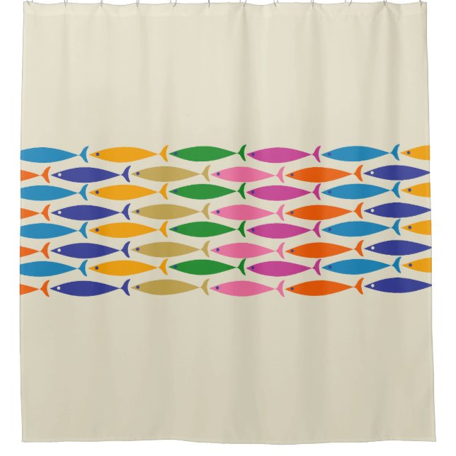 Fischstreifen Farbenfrohe Minimalistische Mitte Ja Duschvorhang (Vorderseite)
