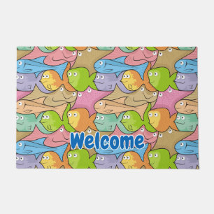 Fischt Cartoon-Türmchen Fußmatte