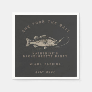 Fischthemen-angepasste Angeln-Junggesellinnen-Absc Serviette