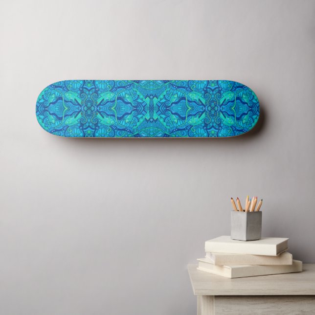 Fischwellen Unterwasser Bohemisches arabisches Mus Skateboard (Wandkunst (Horz))
