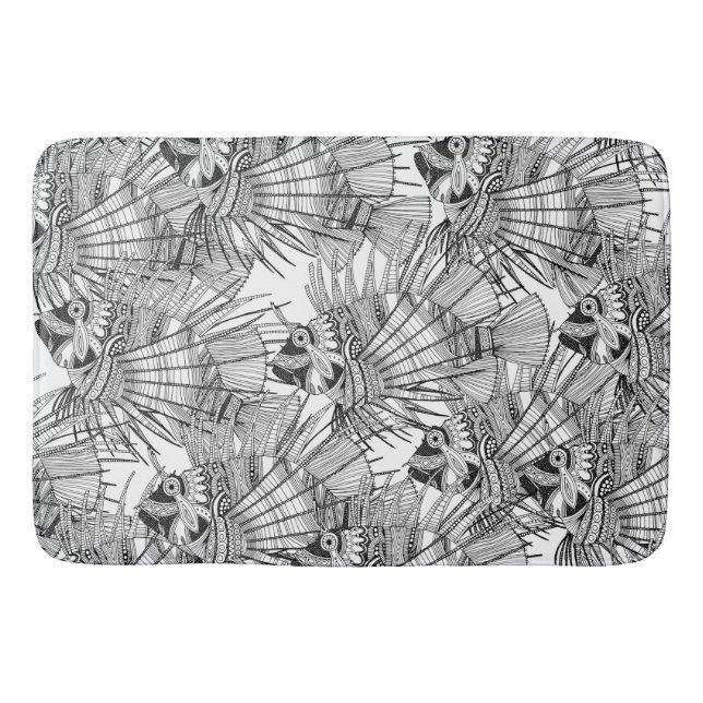 Fischwunder Schwarz-weiß Badematte (Vorderseite)