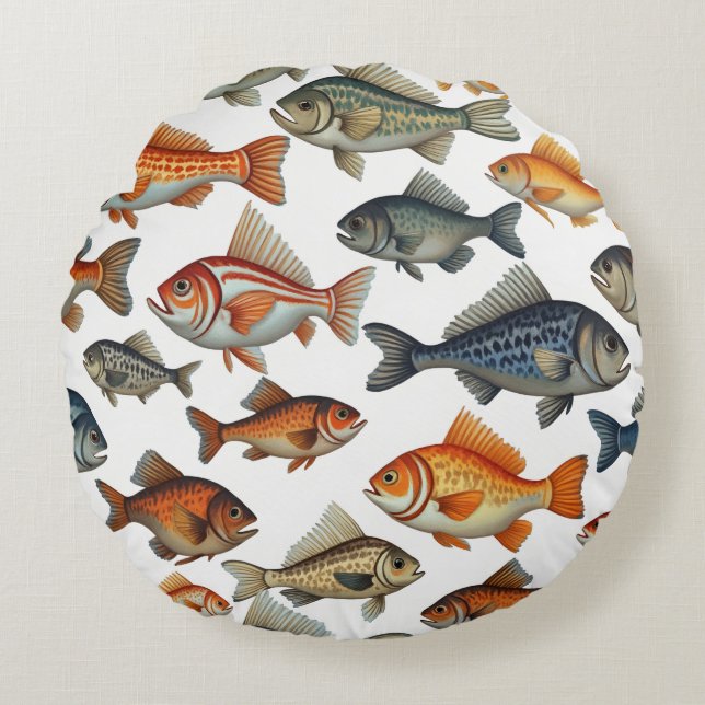 Fischzeichen Rundes Kissen (Vorderseite)