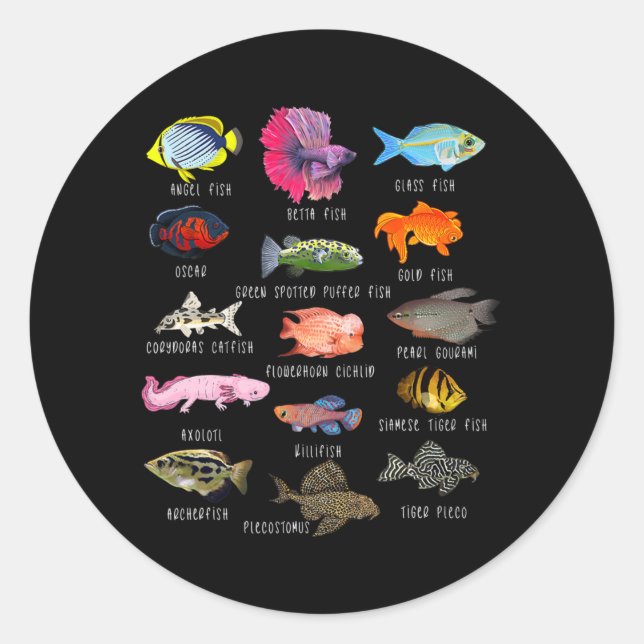 Fischzuchtarten Biologische Arten Runder Aufkleber (Vorderseite)