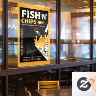 Fish And Chip Cafe Restaurant Geschäft Fensteraufkleber